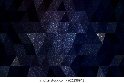 Dark blue vector christmas polygon background. Low poly Illustration consisting of triangles with snowflakes. Texture background of New Year celebration.