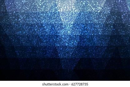 Dark blue vector christmas polygon background. Low poly Illustration consisting of triangles with snowflakes. Texture background of New Year celebration.