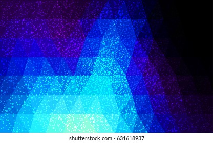 DARK BLUE vector christmas polygon background. Low poly Illustration consisting of triangles with snowflakes. Texture background of New Year celebration.