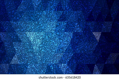 DARK BLUE vector christmas polygon background. Low poly Illustration consisting of triangles with snowflakes. Texture background of New Year celebration.