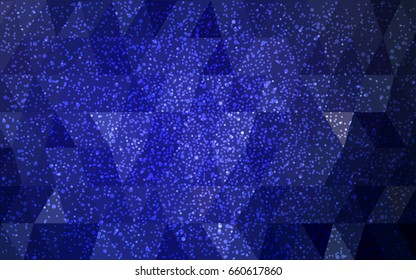 DARK BLUE vector christmas polygon background. Low poly Illustration consisting of triangles with snowflakes. Texture background of New Year celebration.