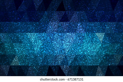 DARK BLUE vector christmas polygon background. Low poly Illustration consisting of triangles with snowflakes. Texture background of New Year celebration.