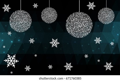 DARK BLUE vector christmas polygon background. Low poly Illustration consisting of triangles with snowflakes. Texture, seamless background of New Year celebration.