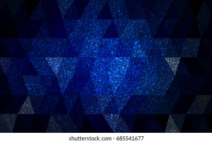 DARK BLUE vector christmas polygon background. Low poly Illustration consisting of triangles with snowflakes. Texture background of New Year celebration.