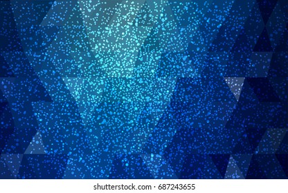 DARK BLUE vector christmas polygon background. Low poly Illustration consisting of triangles with snowflakes. Texture background of New Year celebration.