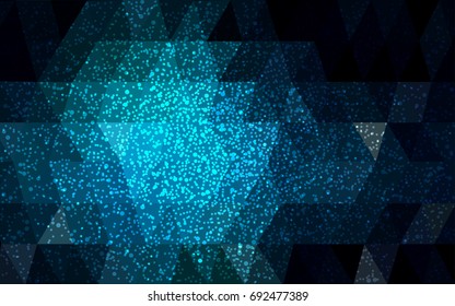 DARK BLUE vector christmas polygon background. Low poly Illustration consisting of triangles with snowflakes. Texture background of New Year celebration.