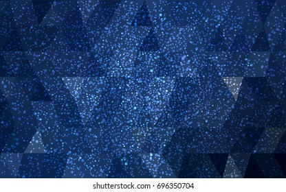 DARK BLUE vector christmas polygon background. Low poly Illustration consisting of triangles with snowflakes. Texture background of New Year celebration.
