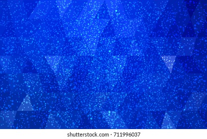 DARK BLUE vector christmas polygon background. Low poly Illustration consisting of triangles with snowflakes. Texture background of New Year celebration.