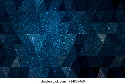 DARK BLUE vector christmas polygon background. Low poly Illustration consisting of triangles with snowflakes. Texture background of New Year celebration.