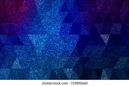 DARK BLUE vector christmas polygon background. Low poly Illustration consisting of triangles with snowflakes. Texture background of New Year celebration.