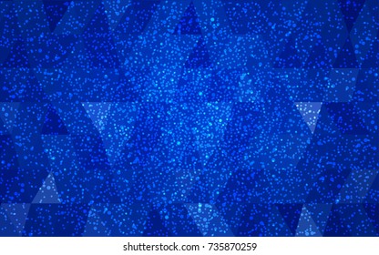 DARK BLUE vector christmas polygon background. Low poly Illustration consisting of triangles with snowflakes. Texture background of New Year celebration.
