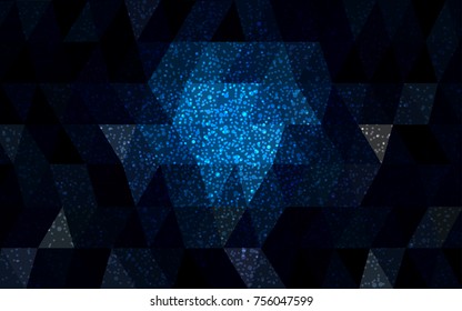 DARK BLUE vector christmas polygon background. Low poly Illustration consisting of triangles with snowflakes. Texture background of New Year celebration.