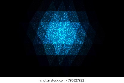 DARK BLUE vector christmas polygon background. Low poly Illustration consisting of triangles with snowflakes. Texture background of New Year celebration.