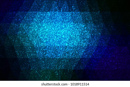 DARK BLUE vector christmas postcard low polygon background. Illustration consisting of triangles. Abstract triangular polygonal origami or crystal design of New Year celebration.