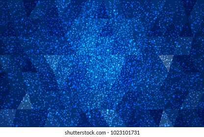 DARK BLUE vector christmas postcard low polygon background. Illustration consisting of triangles. Abstract triangular polygonal origami or crystal design of New Year celebration.