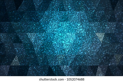 DARK BLUE vector christmas postcard low polygon background. Illustration consisting of triangles. Abstract triangular polygonal origami or crystal design of New Year celebration.
