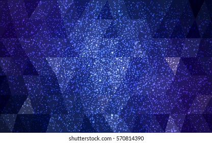 DARK BLUE vector christmas postcard low polygon background. Illustration consisting of triangles. Abstract triangular polygonal origami or crystal design of New Year celebration.