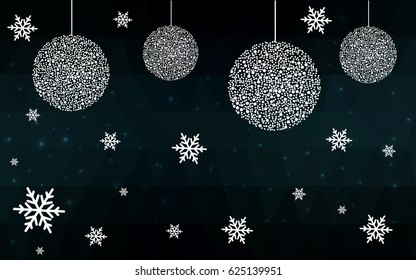 DARK BLUE vector christmas postcard low polygon background. Illustration consisting of triangles. Abstract triangular polygonal origami or crystal design of New Year celebration.