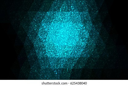 DARK BLUE vector christmas postcard low polygon background. Illustration consisting of triangles. Abstract triangular polygonal origami or crystal design of New Year celebration.