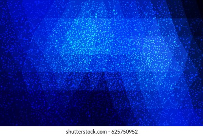 DARK BLUE vector christmas postcard low polygon background. Illustration consisting of triangles. Abstract triangular polygonal origami or crystal design of New Year celebration.