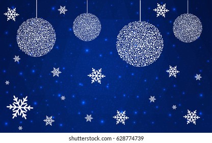 Dark BLUE vector christmas postcard low polygon background. Illustration consisting of triangles. Abstract triangular polygonal origami or crystal design of New Year celebration.