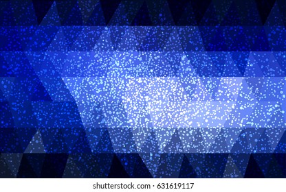 DARK BLUE vector christmas postcard low polygon background. Illustration consisting of triangles. Abstract triangular polygonal origami or crystal design of New Year celebration.