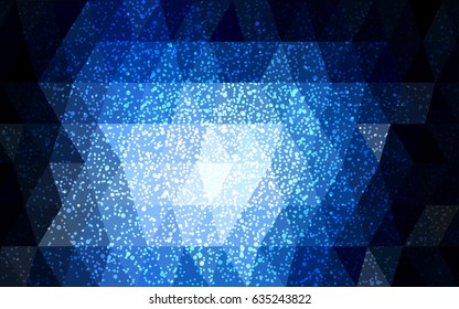 DARK BLUE vector christmas postcard low polygon background. Illustration consisting of triangles. Abstract triangular polygonal origami or crystal design of New Year celebration.