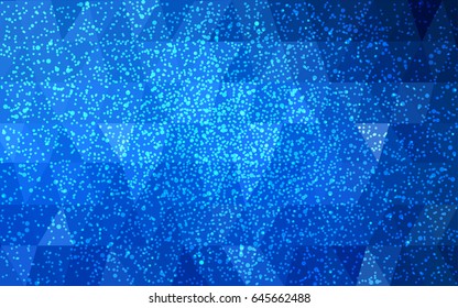 DARK BLUE vector christmas postcard low polygon background. Illustration consisting of triangles. Abstract triangular polygonal origami or crystal design of New Year celebration.