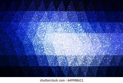 DARK BLUE vector christmas postcard low polygon background. Illustration consisting of triangles. Abstract triangular polygonal origami or crystal design of New Year celebration.