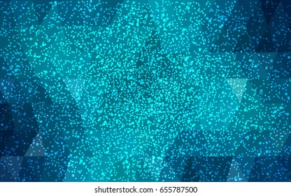 DARK BLUE vector christmas postcard low polygon background. Illustration consisting of triangles. Abstract triangular polygonal origami or crystal design of New Year celebration.