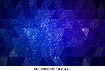 DARK BLUE vector christmas postcard low polygon background. Illustration consisting of triangles. Abstract triangular polygonal origami or crystal design of New Year celebration.