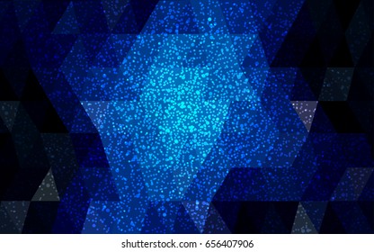 DARK BLUE vector christmas postcard low polygon background. Illustration consisting of triangles. Abstract triangular polygonal origami or crystal design of New Year celebration.