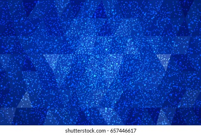 DARK BLUE vector christmas postcard low polygon background. Illustration consisting of triangles. Abstract triangular polygonal origami or crystal design of New Year celebration.