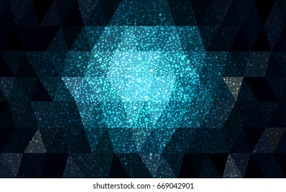 DARK BLUE vector christmas postcard low polygon background. Illustration consisting of triangles. Abstract triangular polygonal origami or crystal design of New Year celebration.