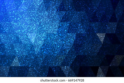 DARK BLUE vector christmas postcard low polygon background. Illustration consisting of triangles. Abstract triangular polygonal origami or crystal design of New Year celebration.