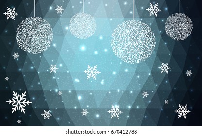 DARK BLUE vector christmas postcard low polygon background. Illustration consisting of triangles. Abstract triangular polygonal origami or crystal design of New Year celebration.
