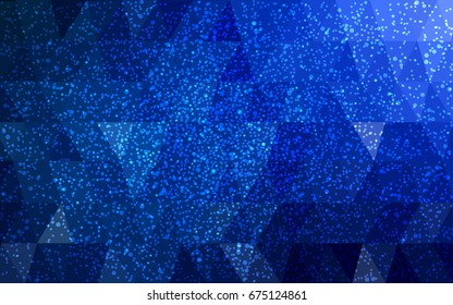 DARK BLUE vector christmas postcard low polygon background. Illustration consisting of triangles. Abstract triangular polygonal origami or crystal design of New Year celebration.