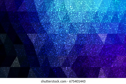 DARK BLUE vector christmas postcard low polygon background. Illustration consisting of triangles. Abstract triangular polygonal origami or crystal design of New Year celebration.