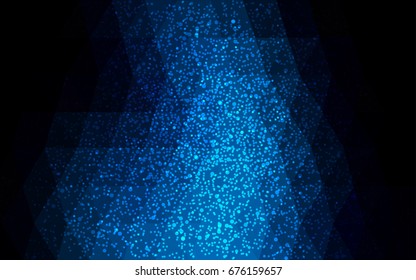 DARK BLUE vector christmas postcard low polygon background. Illustration consisting of triangles. Abstract triangular polygonal origami or crystal design of New Year celebration.