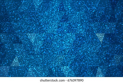 DARK BLUE vector christmas postcard low polygon background. Illustration consisting of triangles. Abstract triangular polygonal origami or crystal design of New Year celebration.