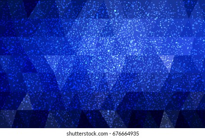DARK BLUE vector christmas postcard low polygon background. Illustration consisting of triangles. Abstract triangular polygonal origami or crystal design of New Year celebration.
