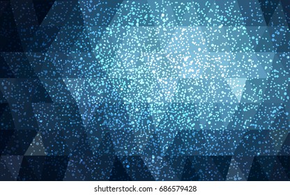 DARK BLUE vector christmas postcard low polygon background. Illustration consisting of triangles. Abstract triangular polygonal origami or crystal design of New Year celebration.