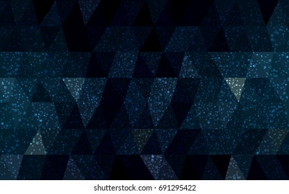 DARK BLUE vector christmas postcard low polygon background. Illustration consisting of triangles. Abstract triangular polygonal origami or crystal design of New Year celebration.