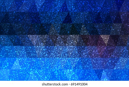 DARK BLUE vector christmas postcard low polygon background. Illustration consisting of triangles. Abstract triangular polygonal origami or crystal design of New Year celebration.