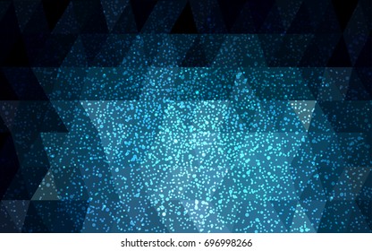 DARK BLUE vector christmas postcard low polygon background. Illustration consisting of triangles. Abstract triangular polygonal origami or crystal design of New Year celebration.