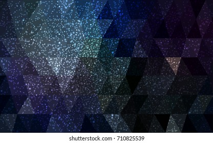 DARK BLUE vector christmas postcard low polygon background. Illustration consisting of triangles. Abstract triangular polygonal origami or crystal design of New Year celebration.