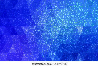 DARK BLUE vector christmas postcard low polygon background. Illustration consisting of triangles. Abstract triangular polygonal origami or crystal design of New Year celebration.