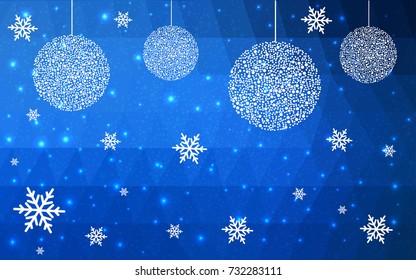DARK BLUE vector christmas postcard low polygon background. Illustration consisting of triangles. Abstract triangular polygonal origami or crystal design of New Year celebration.