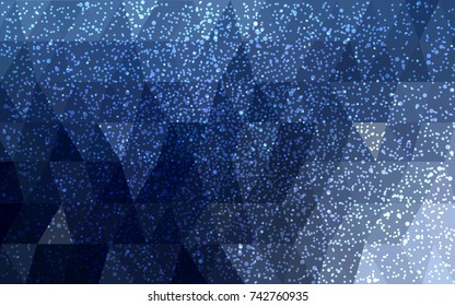 DARK BLUE vector christmas postcard low polygon background. Illustration consisting of triangles. Abstract triangular polygonal origami or crystal design of New Year celebration.