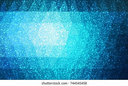 DARK BLUE vector christmas postcard low polygon background. Illustration consisting of triangles. Abstract triangular polygonal origami or crystal design of New Year celebration.